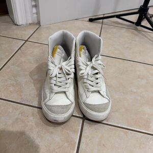 Nike White High-Top Blazers with Snakeskin Accent